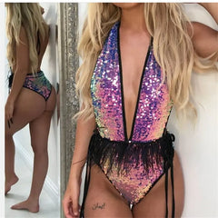 Colorful Reversible Sequin One-Piece Swimsuit 1831