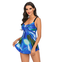 Fireworks Gradient Print Plus Size Swimsuit Skirt