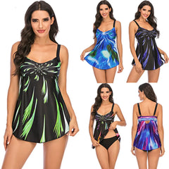 Fireworks Gradient Print Plus Size Swimsuit Skirt