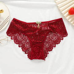 High-End Lace Water Drop Sexy Mid-Waist Women's Thong