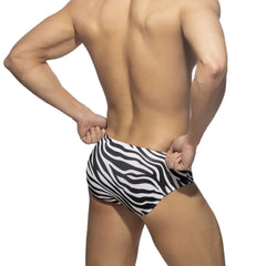 Men's Sexy Zebra Print Swim Trunks for Water Sports