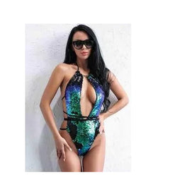 Colorful Reversible Sequin One-Piece Swimsuit 1831