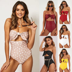 High Waist Knot Strapless Sexy Swimsuit Bikini