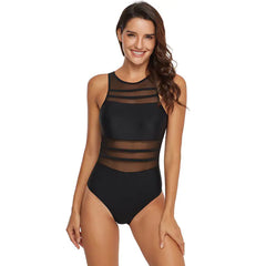 Trendy Women's Triangle Swimsuit with Sheer Mesh Design