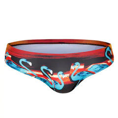 Men's Triangle Swimsuit with Swan Print, Low Waist