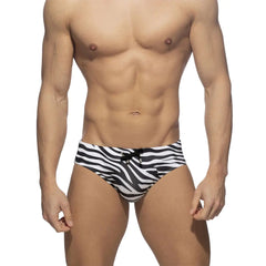 Men's Sexy Zebra Print Swim Trunks for Water Sports