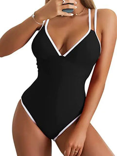 Women's One-Piece Sexy Solid Color Swimsuit for Beach