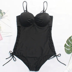 Plus Size Sexy One-Piece Swimsuit with Cutouts