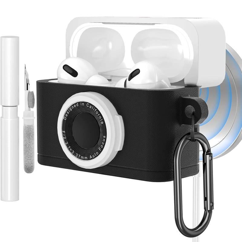 Durable for Apple Airpods Pro 2nd/1st Generation Case with Cleaner KitCute Design Camera Airpod Pro Cover (2023/2022/2019)Soft Silicone Protective Cover with CarabinerWired&Wireless Charging